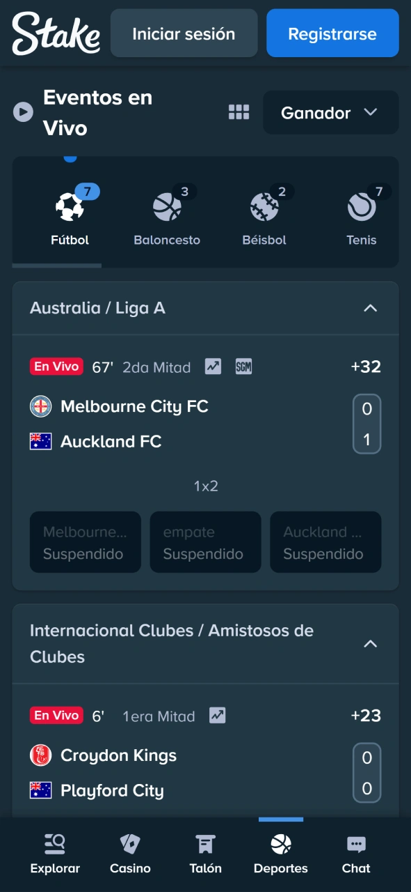 Sigue los marcadores en vivo y apuesta a tu equipo favorito en la app de Stake.