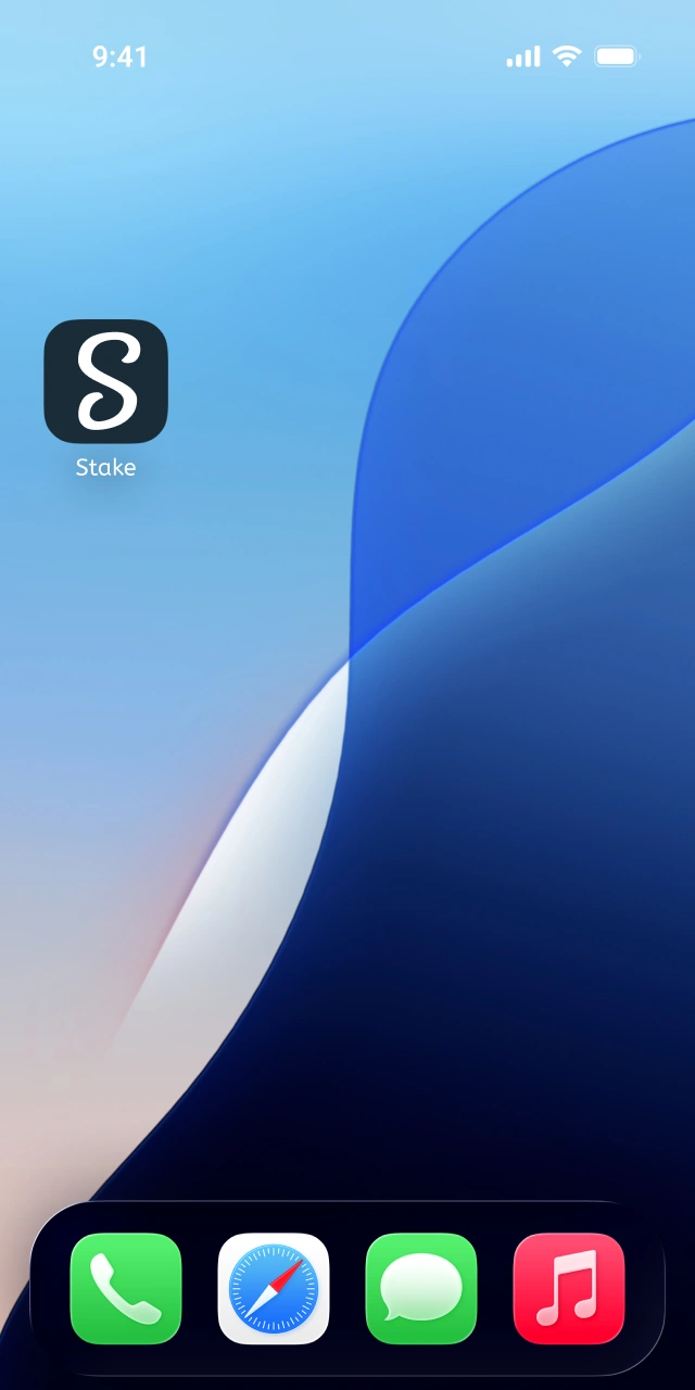 Localiza el icono en tu pantalla de inicio una vez instalada la app de Stake.