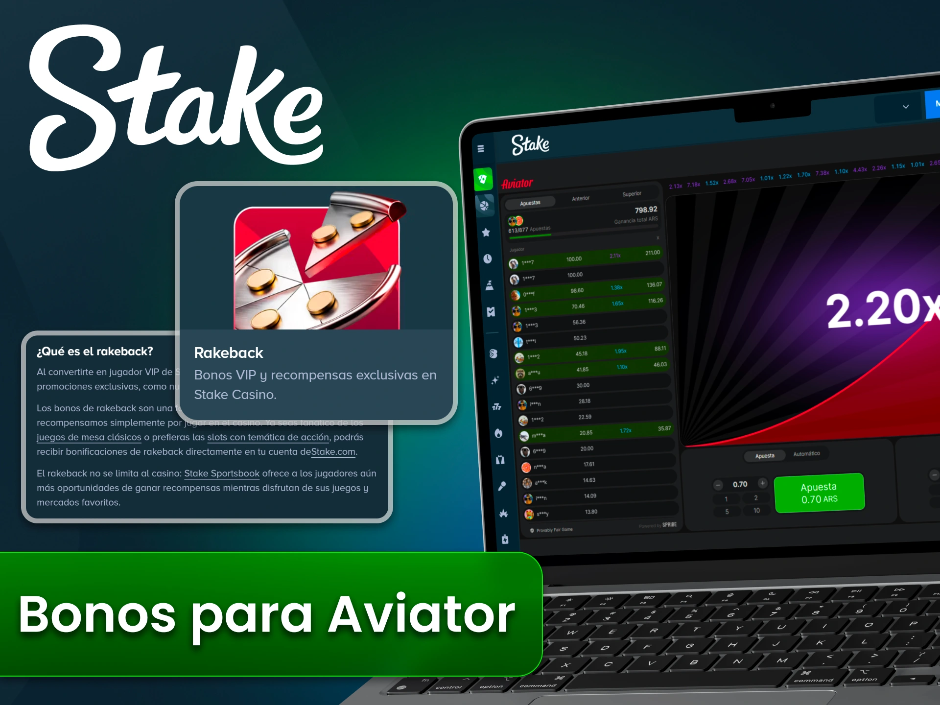 Jugá Aviator con rakeback activo y más valor en Stake.
