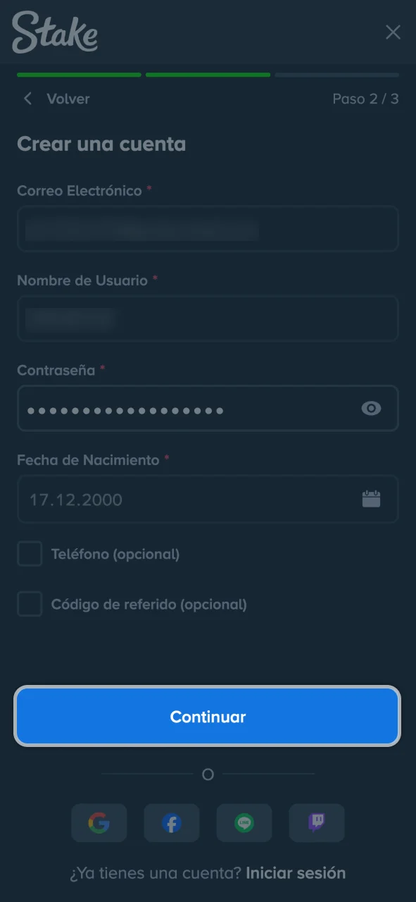 Creá tu cuenta en Stake desde el sitio oficial y empezá a jugar hoy.