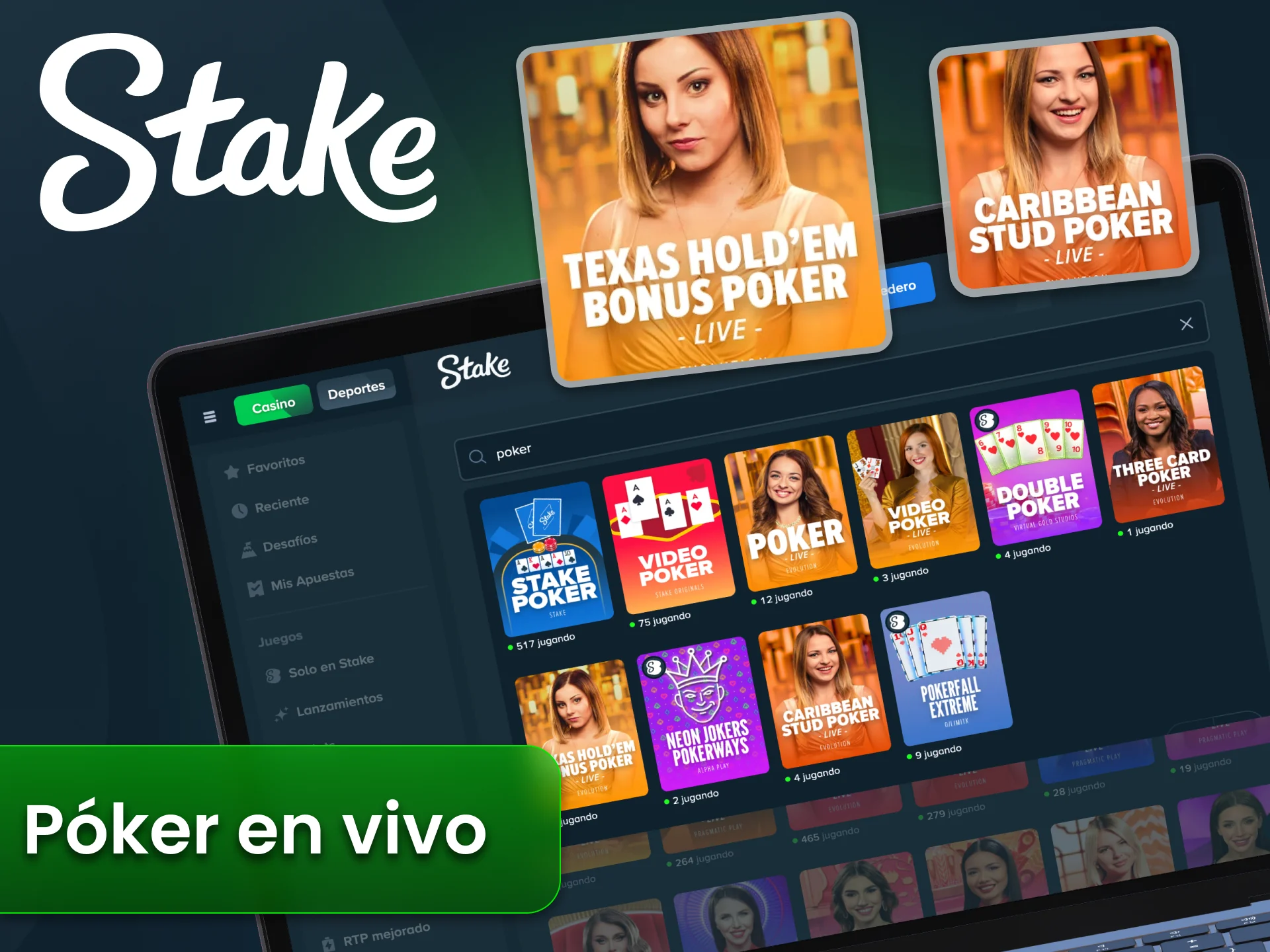 Jugá póker en vivo en Stake y competí contra la casa rápidamente.