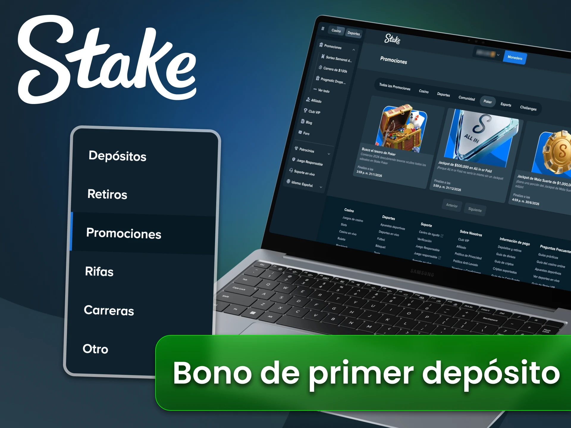 Consigue un bono de bienvenida de la casa de apuestas Stake.