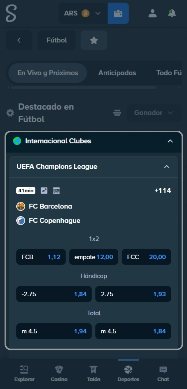 Elige ligas de fútbol en el sitio oficial de Stake.