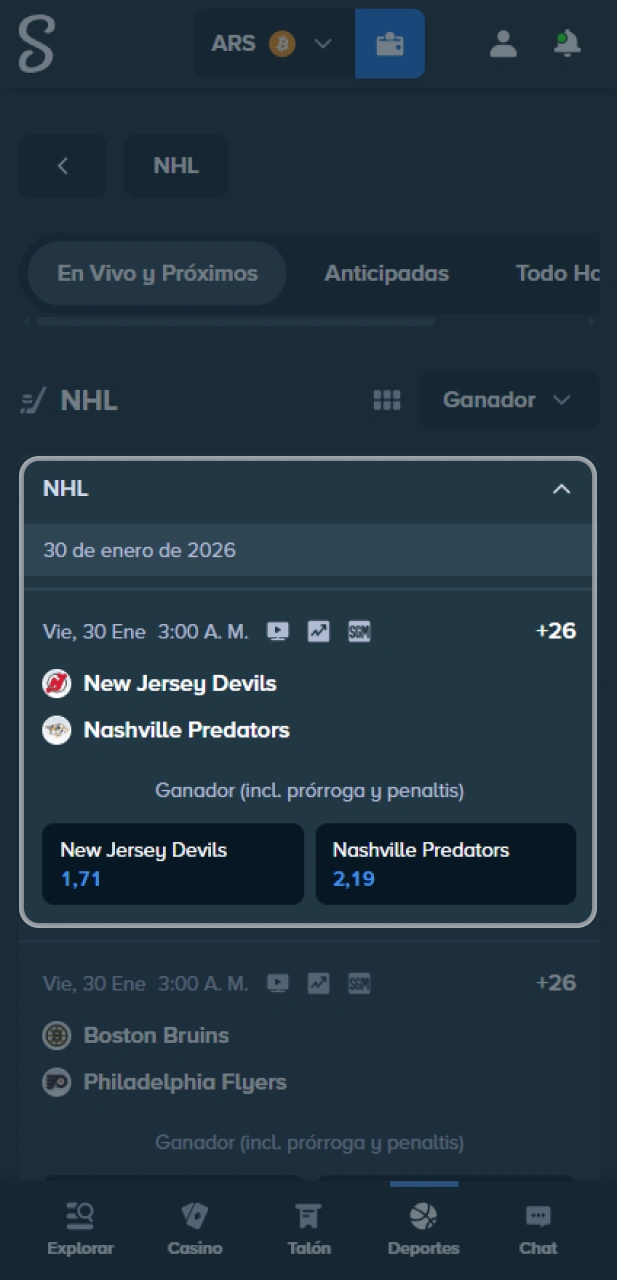 Elige ligas de hockey desde el sitio oficial Stake Argentina.