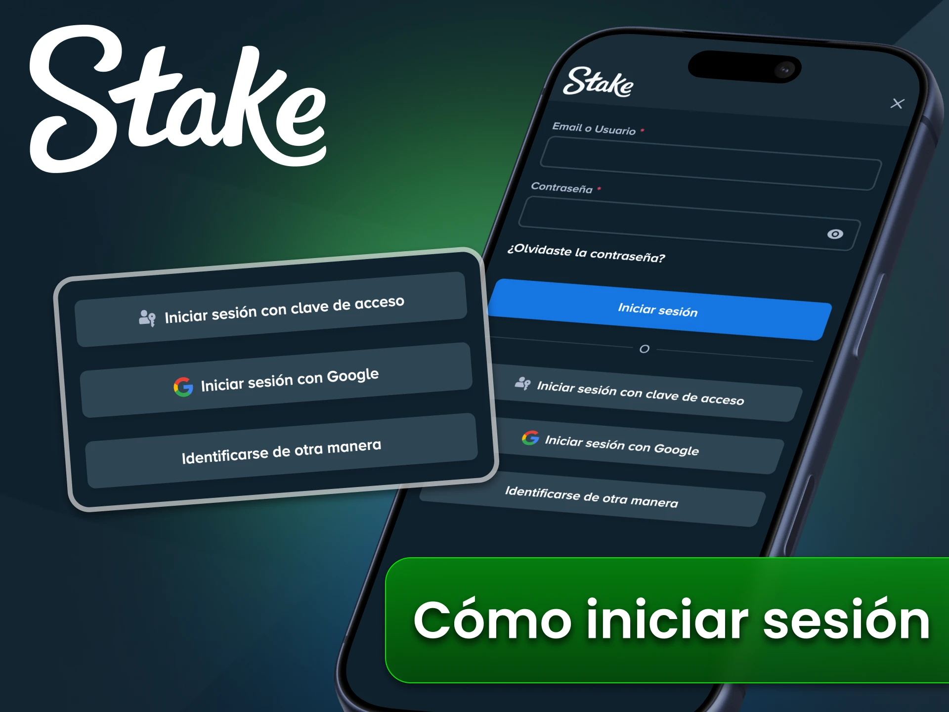 Inicie sesión en su cuenta de Stake con la aplicación oficial.