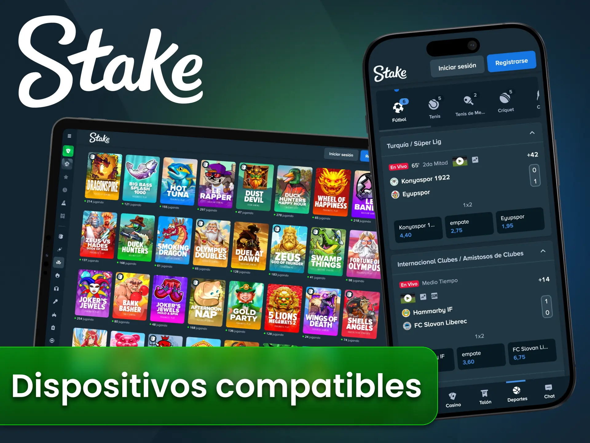 Varios modelos de dispositivos iOS compatibles con la aplicación Stake.