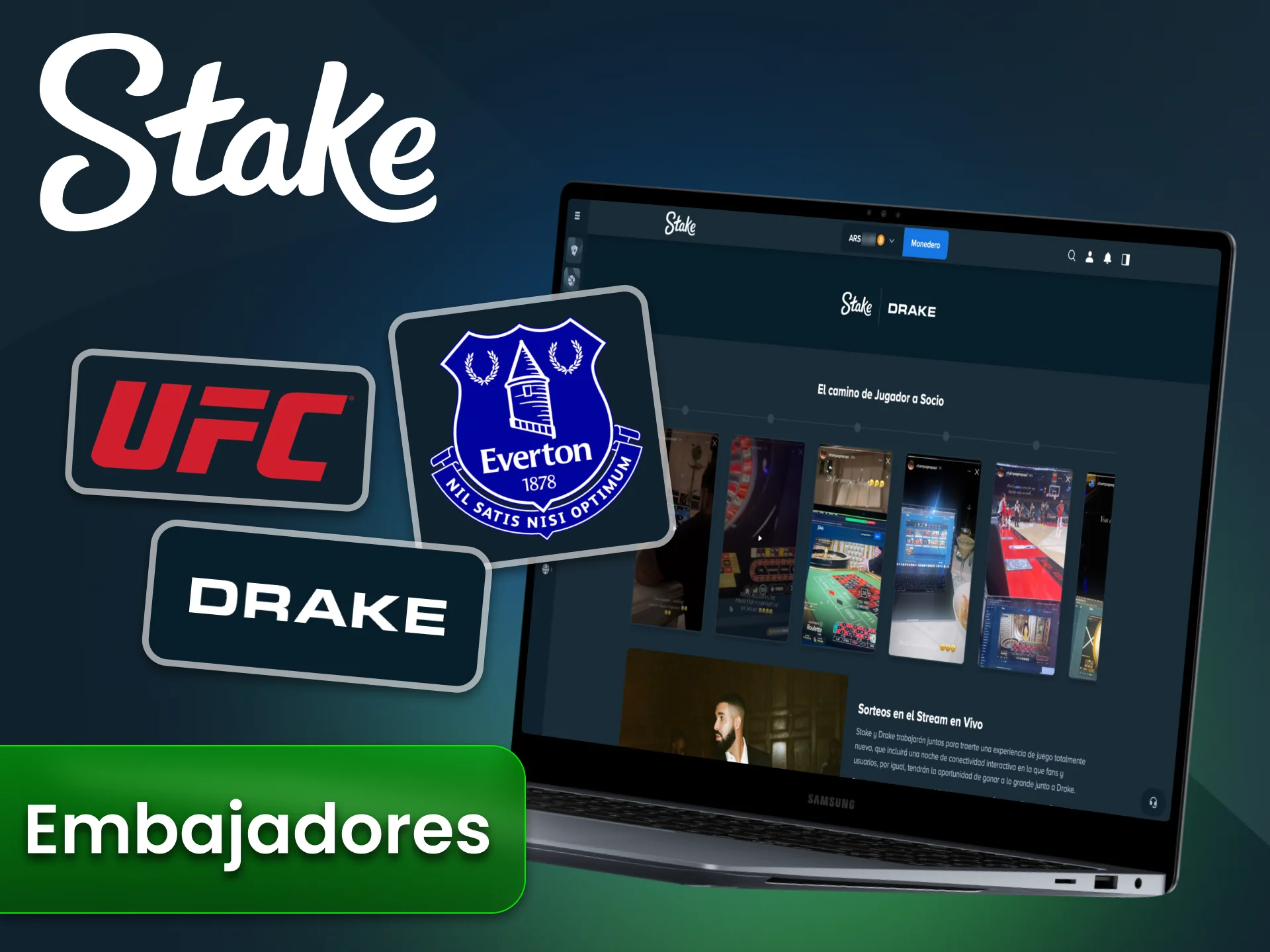 Stake se asocia con figuras y equipos reconocidos internacionalmente.