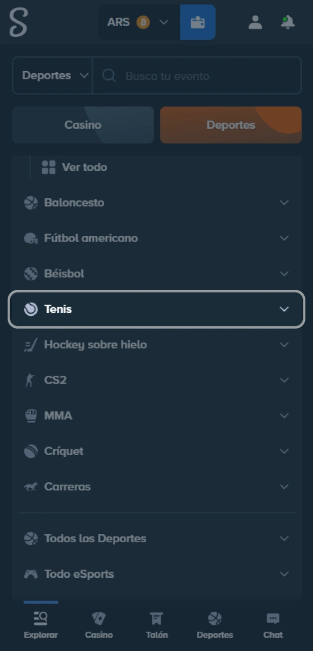 Encuentra mercados de tenis en el sitio oficial Stake Argentina.