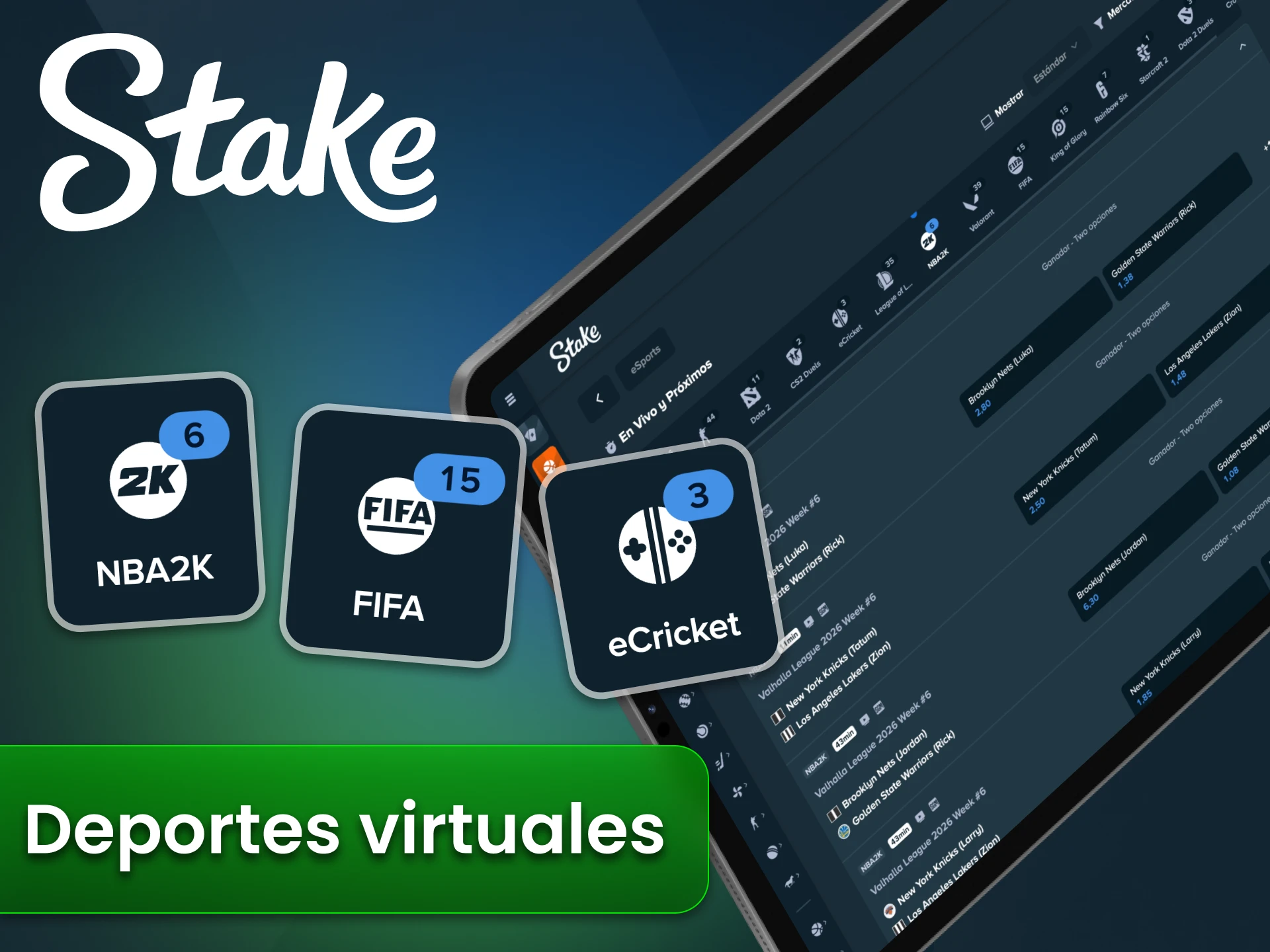 Prueba las apuestas deportivas virtuales en la plataforma Stake.