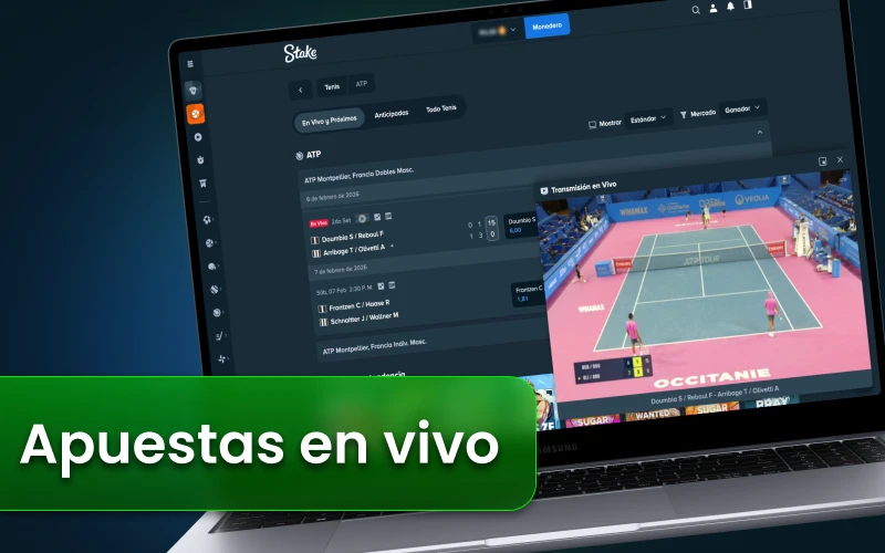 Stake te ofrece apuestas en eventos deportivos en tiempo real.