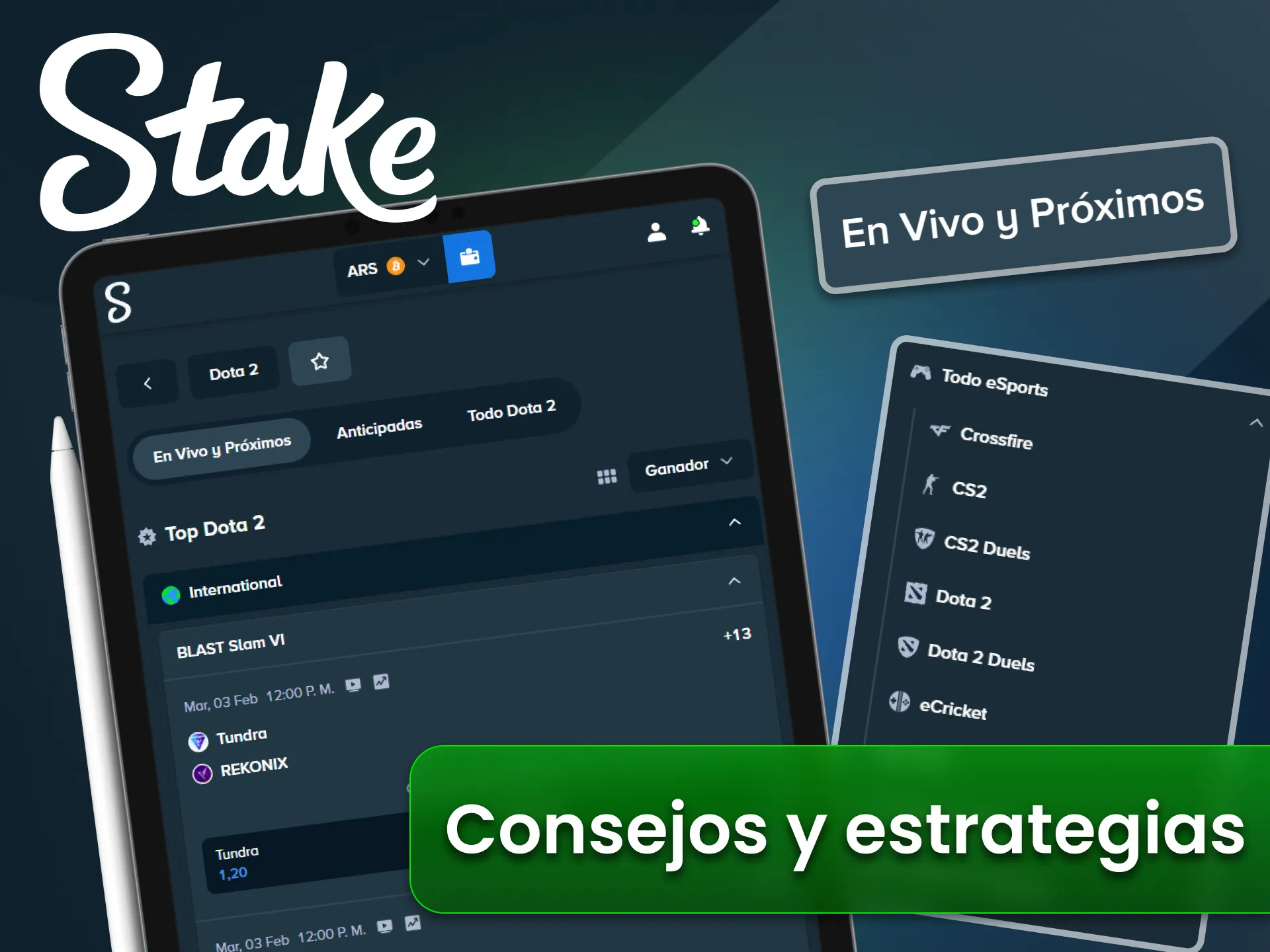 Mejora tus jugadas de eSports en el sitio oficial Stake.