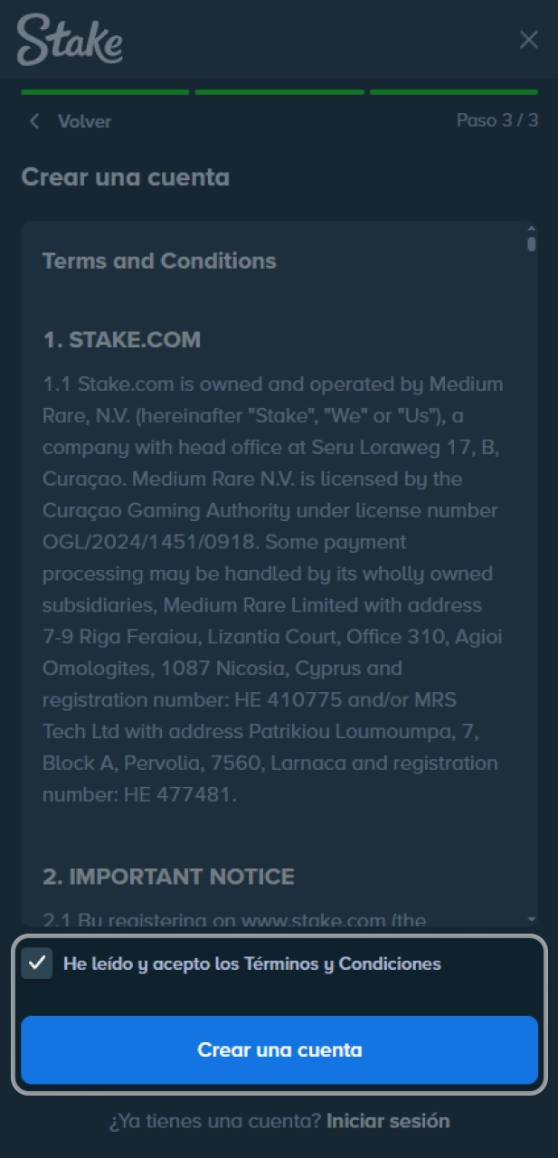 Crea tu cuenta personal en el sitio oficial Stake Argentina.