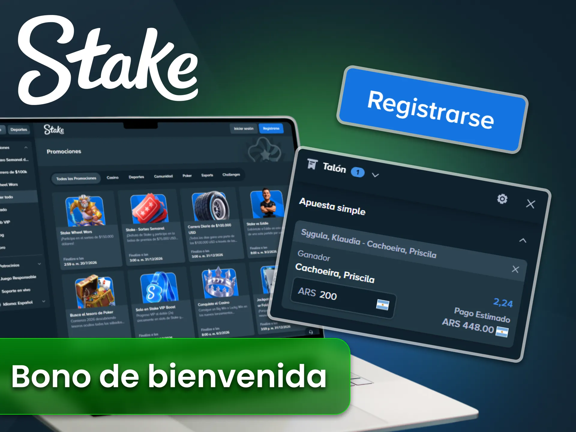 Reclama tu bono deportivo en el sitio oficial Stake Argentina.