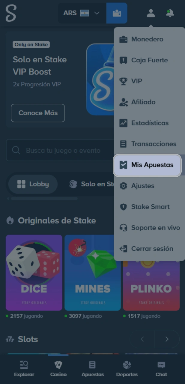 Revisa tu historial de apuestas en el sitio oficial Stake Argentina.